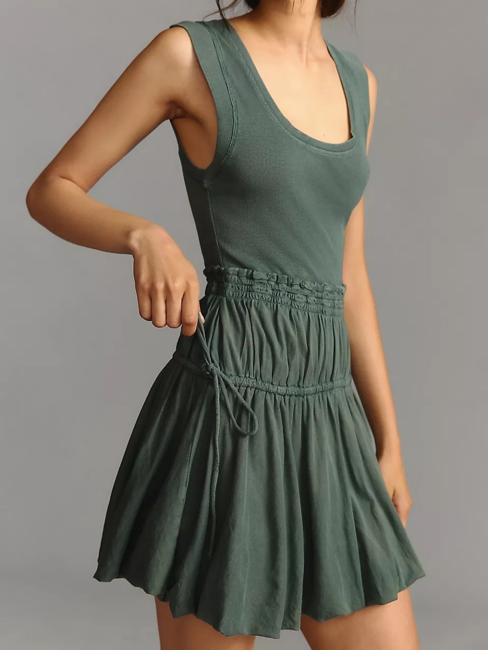 Daily Practice Anthropologie Green Mini Bubble Dress Size Medium